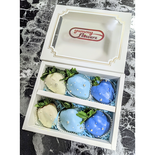 6pcs Ombre Blue Chocolate Strawberries Gift Box